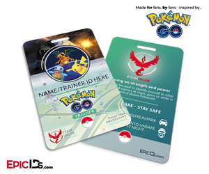 Pokemon GO Inspired Team Mystic, Valor or Instinct Trainer ID Card [Personalized]