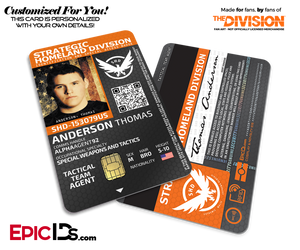 Strategic Homeland Division (SHD) 'The Division' Agent ID Badge [Photo Personalized]