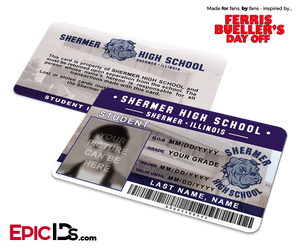 Ferris Bueller's Day Off Inspired Shermer High School Student/Faculty ID [Photo Personalized]