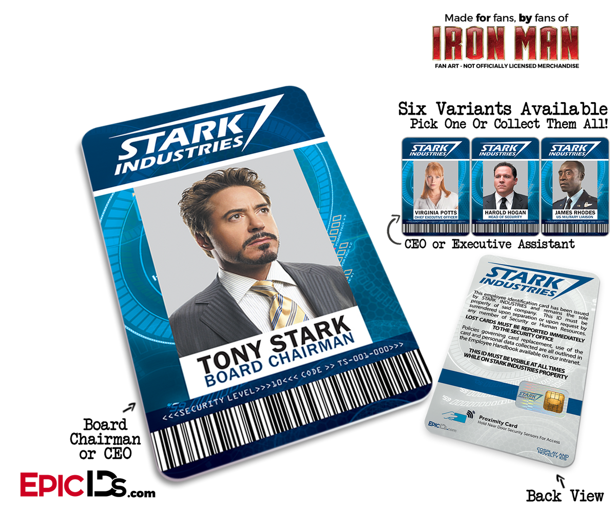 Iron Man / Avengers Inspired Stark Industries Cosplay Name Badge Employee  ID [Movie Characters]