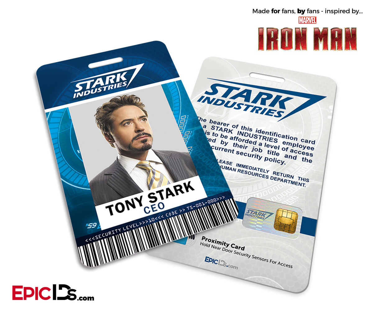 Iron Man / Avengers Inspired Stark Industries Employee ID - Tony Stark -  Epic IDs