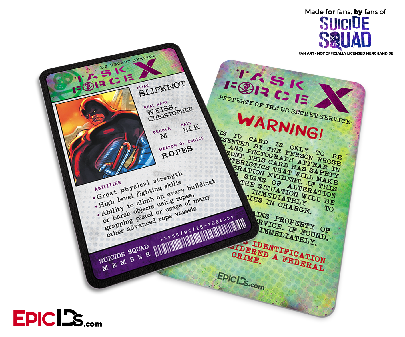 Task Force X 'Suicide Squad' Classic Comic ID Card - Slipknot / Christopher Weiss