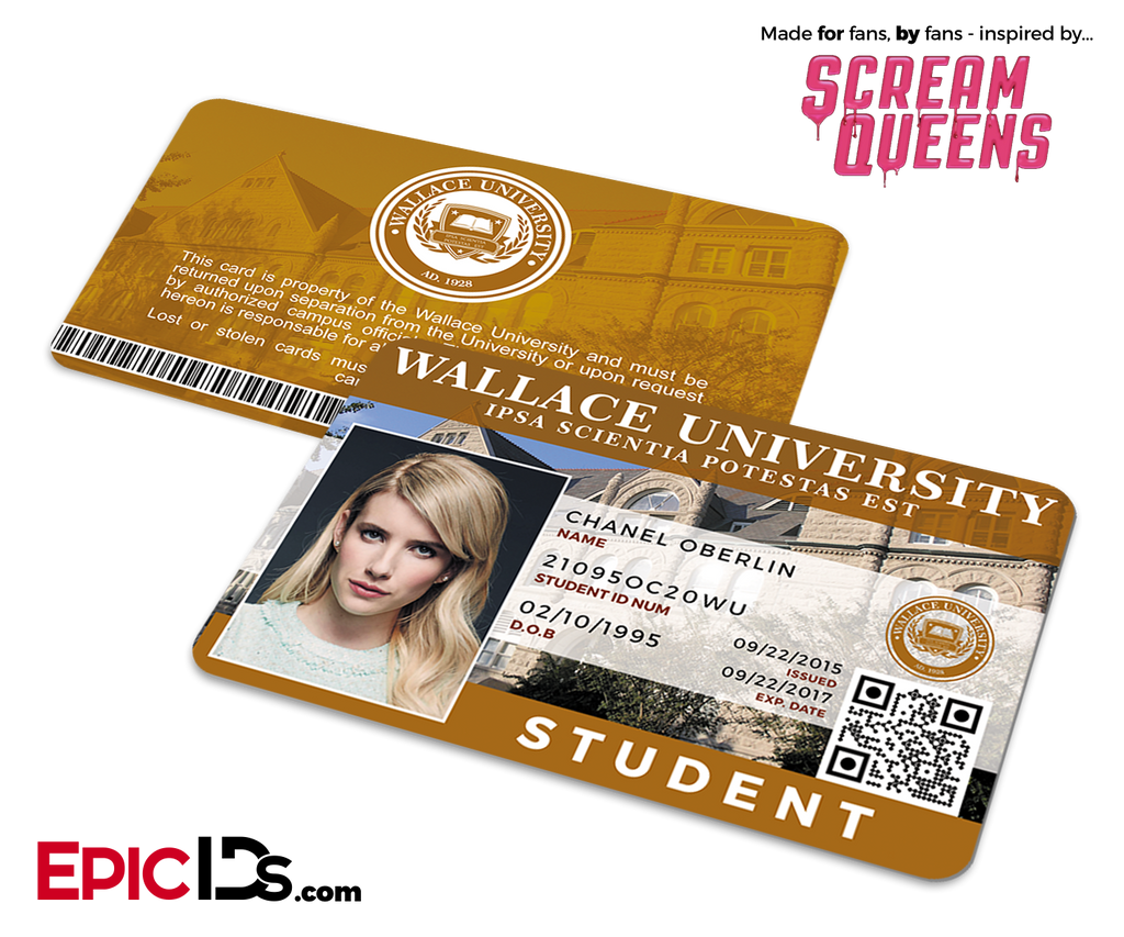 Scream Queens Inspired Wallace University Student ID - Chanel Oberlin -  Epic IDs